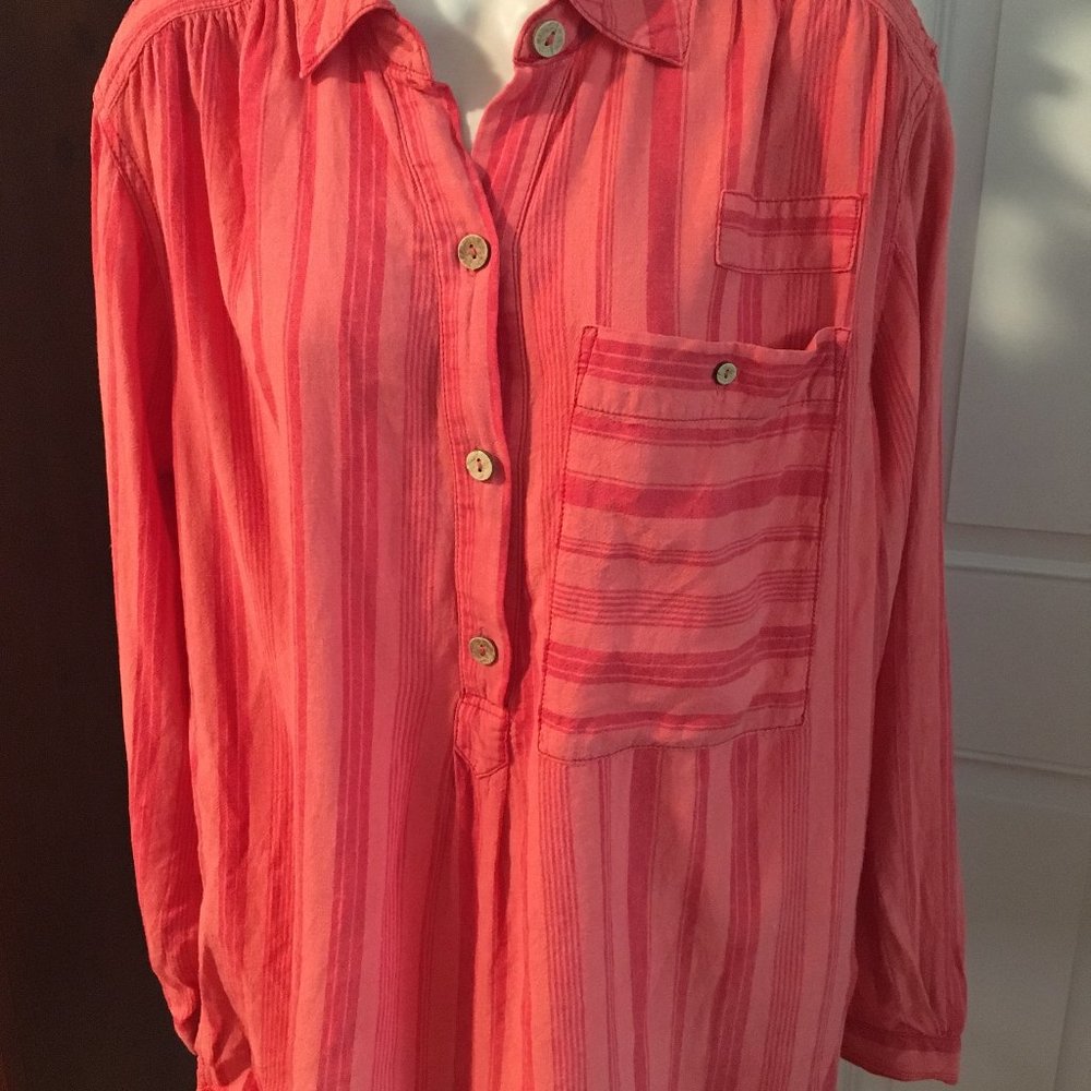 We The Free Coral Combo Striped Blouse NWT